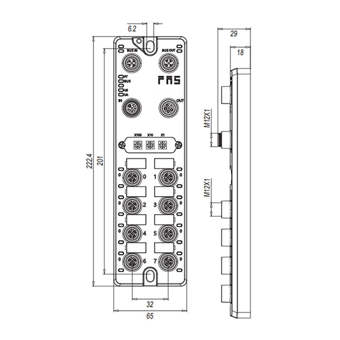 支持 PROFIBUS-DP 協(xié)議 主站、8端口、IO-Link Master、4×IO-Link & 8×DI/DO；當常規(guī)DIO接口時：16×DI/DO、003B31